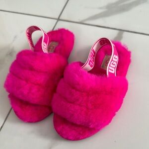 UGG Vibrant Pink Fluffy Slippers